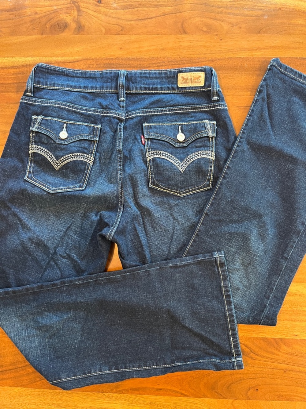 Levi’s 529 Curvy Bootcut Women's Dark Blue Jeans Contrast Stitching Sz 12 31x32